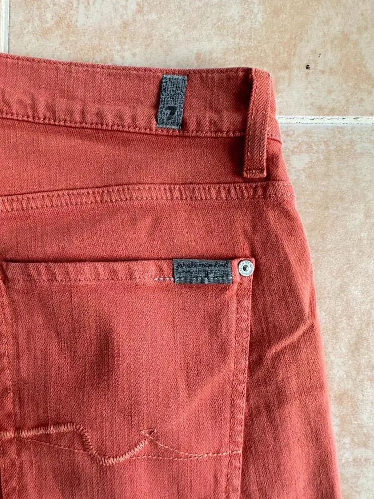 7 for‎ all mankind jeans slimmy straight orange terracotta Men size 34 x 29.5